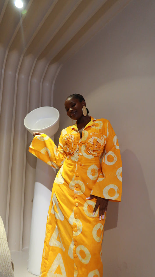 YOYIN SHIRT DRESS- YELLOW